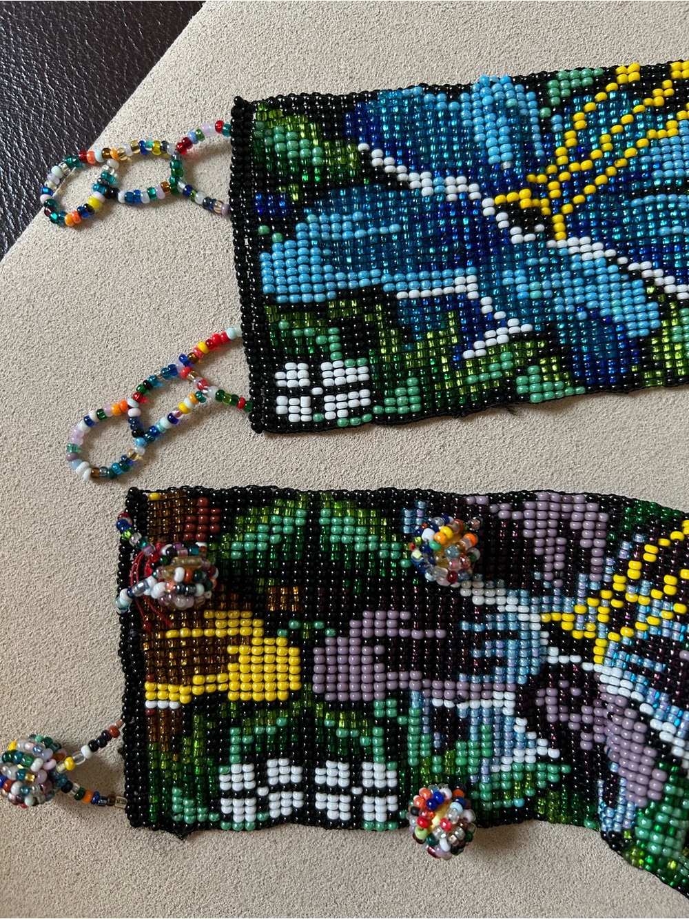 Handmade Mexican Beaded Floral and Bird Belt - 36”